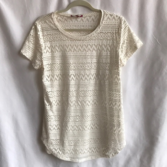Annabelle short sleeve airy cream top, size L - Picture 1 of 8